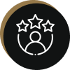 Person icon with three stars above.
